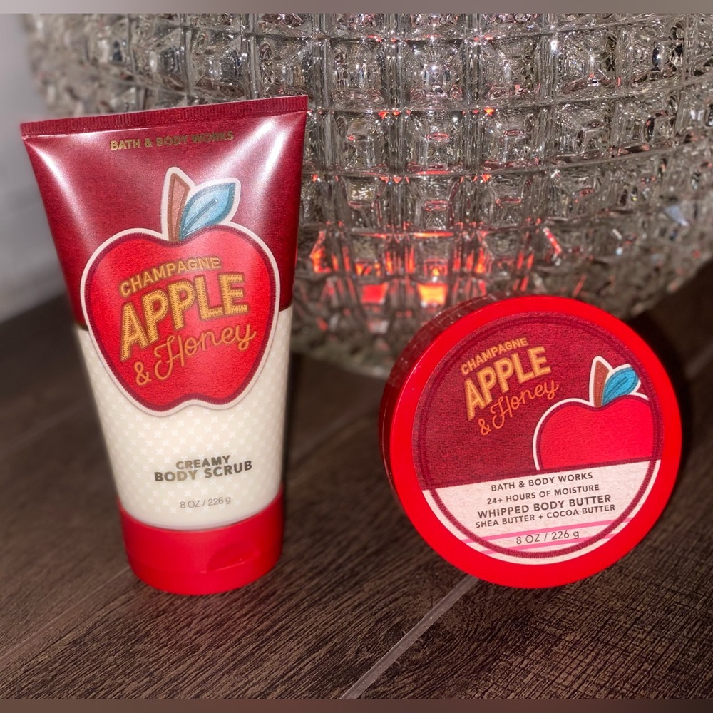 Bath & Body Works Champagne Apple & Honey Body Scrub Body Butter Lot of 2 🍎